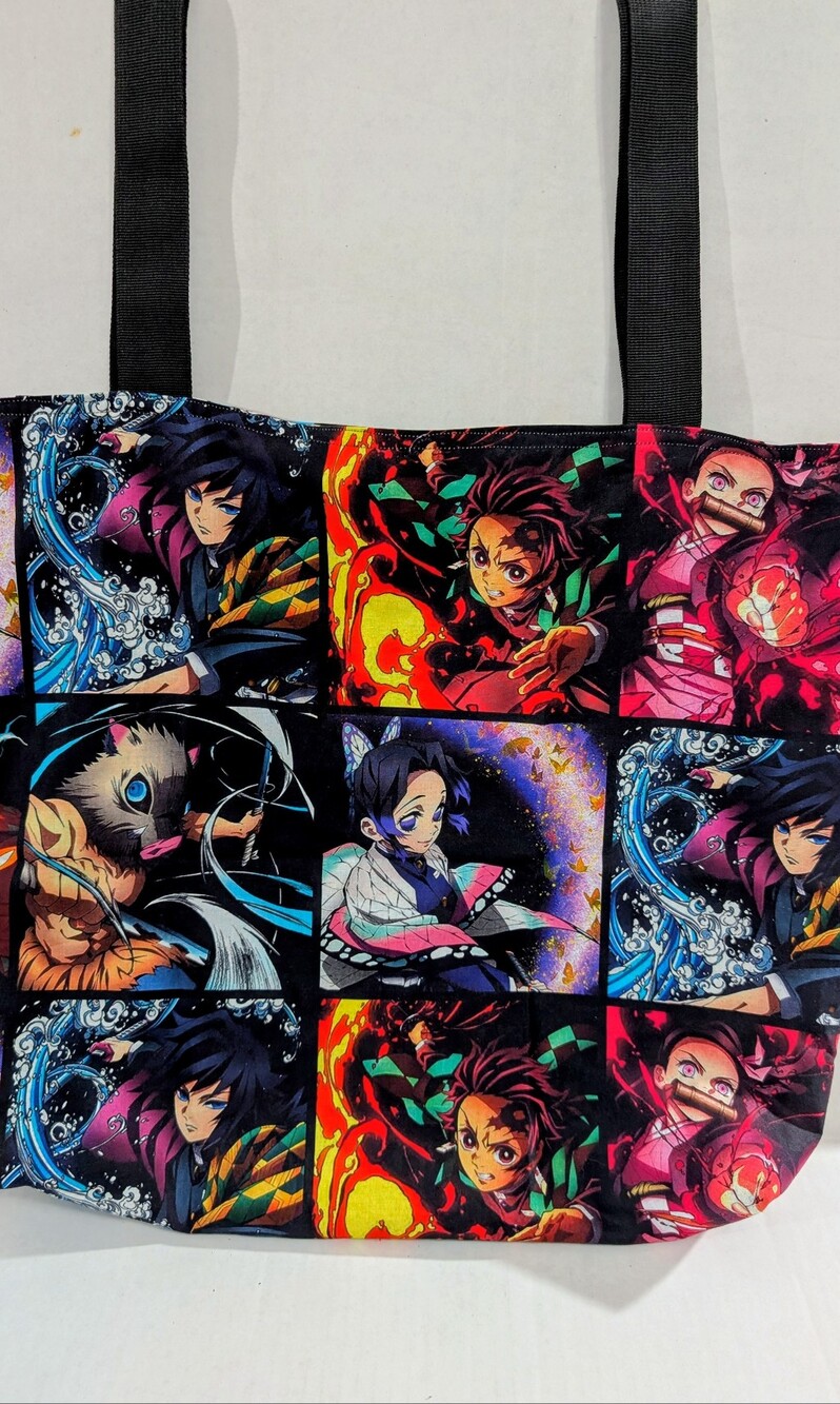 Demon Slayer, Anime, Reusable Tote Bag, Large Market Bag